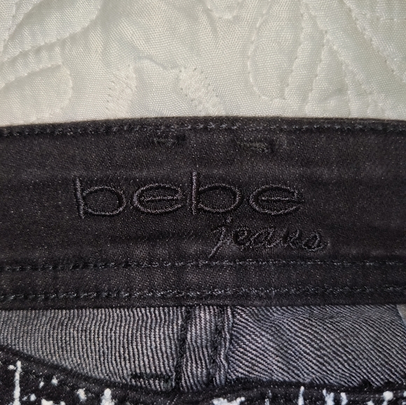 Bebe Black/White Quinn Painted Legging Galazy wash size 28 - Picture 2 of 13